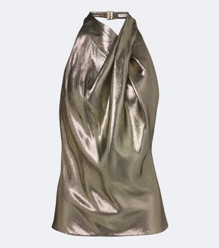 Draped halterneck silk-blend top - Balmain - Modalova