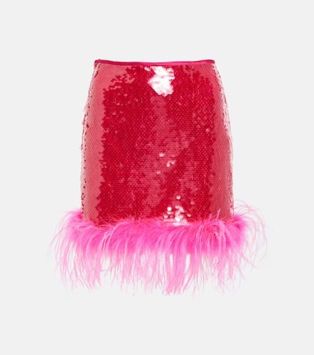 Sequined feather-trimmed miniskirt - Giuseppe di Morabito - Modalova