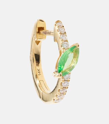 Kt single hoop earring with diamonds and green garnet - Roxanne First - Modalova
