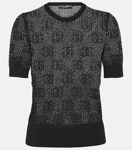 Pullover jacquard con logo e pizzo - Dolce&Gabbana - Modalova