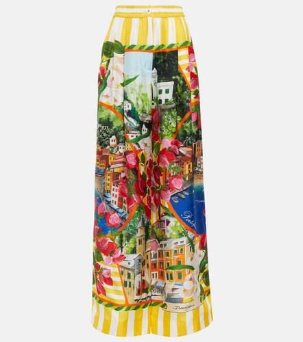 Portofino high-rise silk twill wide-leg pants - Dolce&Gabbana - Modalova