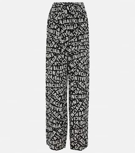 Logo high-rise wide-leg pants - Balenciaga - Modalova