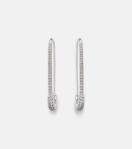 Extra Large Safety Pin 18kt white gold earrings with diamonds - Anita Ko - Modalova