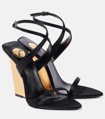 SalomÃ© 110 satin crÃªpe wedge sandals - Saint Laurent - Modalova