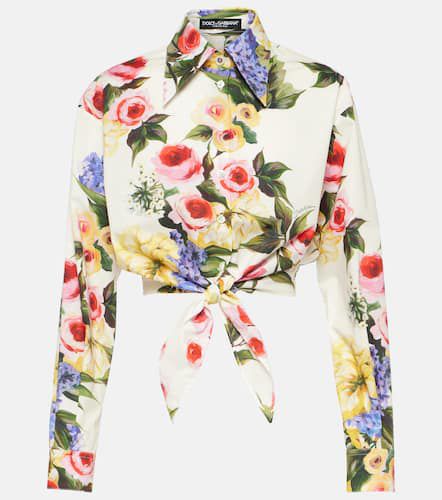 Floral cropped cotton poplin shirt - Dolce&Gabbana - Modalova