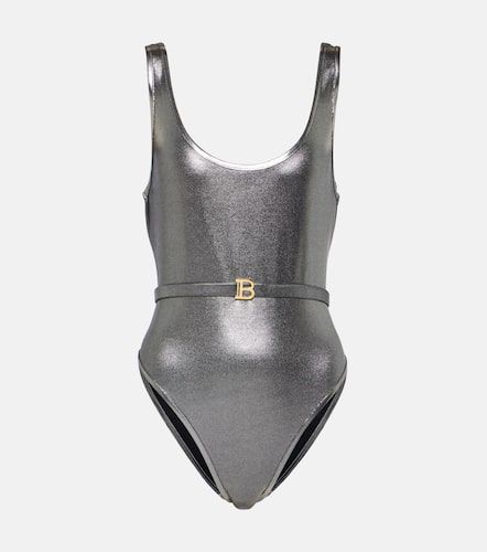 Balmain B belted metallic swimsuit - Balmain - Modalova