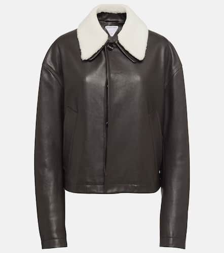 Shearling-trimmed leather jacket - Bottega Veneta - Modalova
