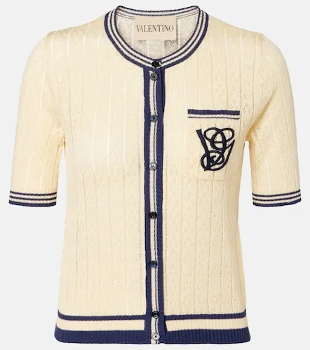 Cable-knit linen-blend cardigan - Valentino Garavani - Modalova