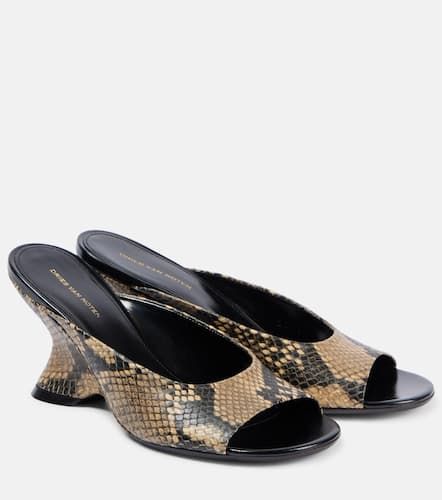 Snake-effect leather mules - Dries Van Noten - Modalova
