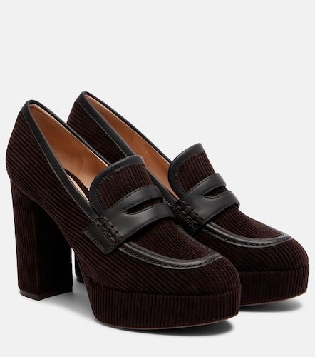 Loafer-Pumps aus Cord mit Leder - Gianvito Rossi - Modalova