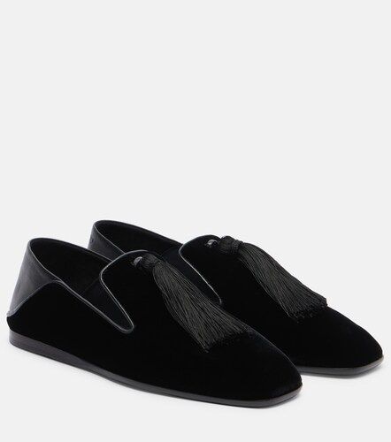 Eliot Slipper leather-trimmed velvet slip-on shoes - Jimmy Choo - Modalova