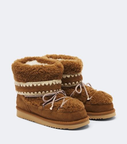 Suede-trimmed shearling ankle boots - Mou - Modalova