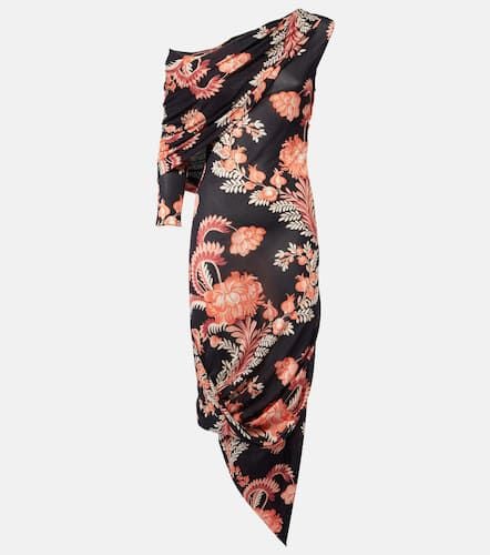 Floral draped asymmetric midi dress - Etro - Modalova