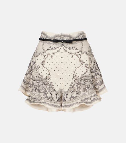 Crush belted floral high-rise linen shorts - Zimmermann - Modalova