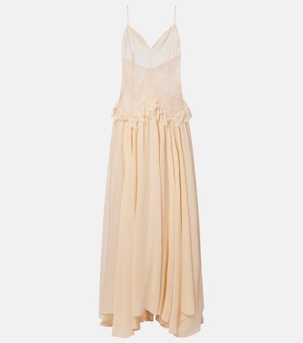Abito lungo in georgette con pizzo - Blumarine - Modalova