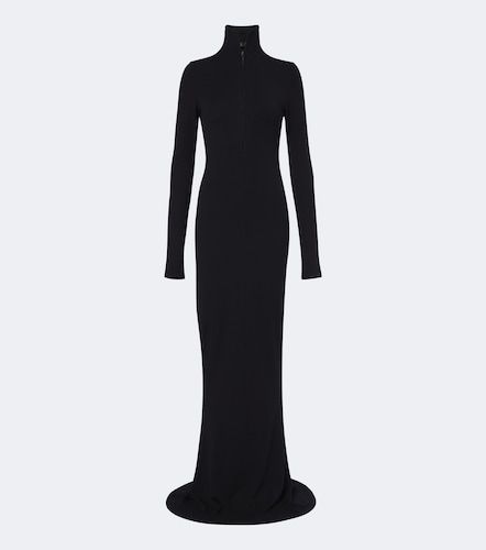 Turtleneck wool-blend jersey maxi dress - Mugler - Modalova