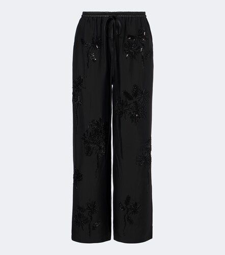 Pantalones anchos adornados con piel - Jacques Wei - Modalova