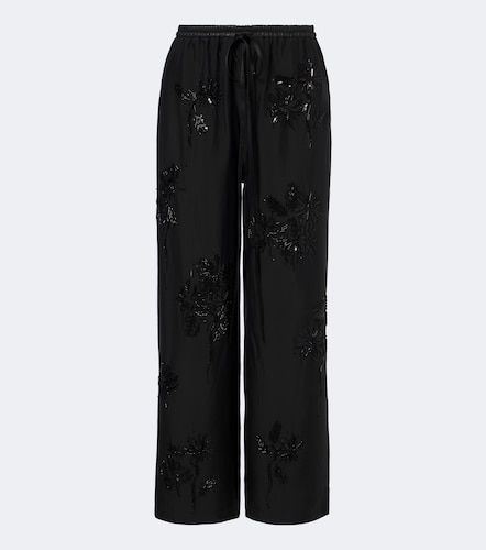 Pantaloni a gamba larga con pelle - Jacques Wei - Modalova