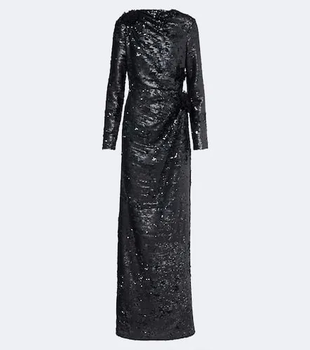 Draped floral-applique sequined gown - Erdem - Modalova