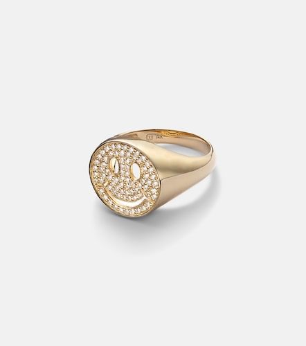 Anillo Happy Face de oro de 14ct con diamantes - Sydney Evan - Modalova