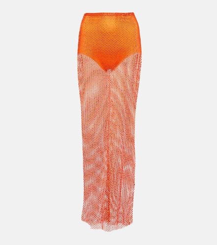 Crystal-embellished mesh maxi skirt - Giuseppe di Morabito - Modalova