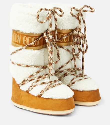 Icon shearling and suede snow boots - Moon Boot - Modalova