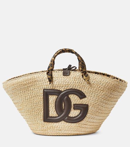 Kendra leather-trimmed raffia tote bag - Dolce&Gabbana - Modalova