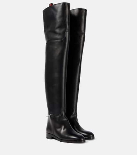 Horsebit leather over-the-knee boots - Gucci - Modalova