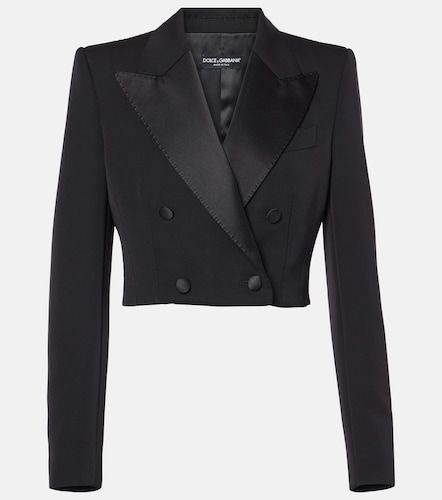 Giacca smoking cropped in misto cotone - Dolce&Gabbana - Modalova