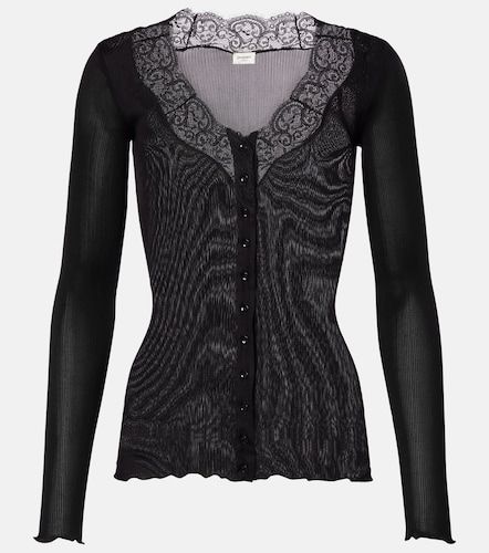 Top de seda semitransparente con encaje - Saint Laurent - Modalova