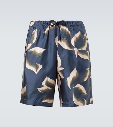 Shorts in seta con stampa - Dries Van Noten - Modalova