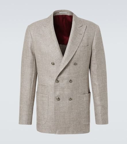 Double-breasted linen, wool, and silk blazer - Brunello Cucinelli - Modalova