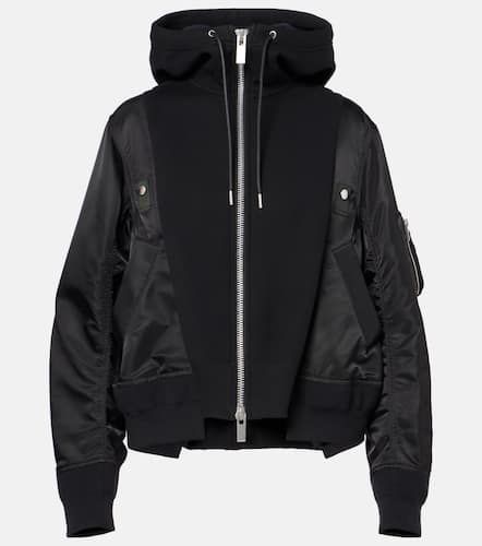 Paneled cotton-blend zip-up hoodie - Sacai - Modalova