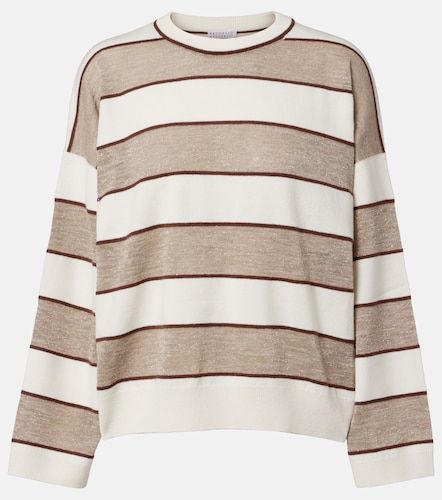 Pullover in lana, cashmere e seta a righe - Brunello Cucinelli - Modalova