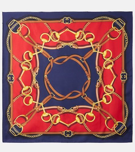 Printed reversible silk twill scarf - Gucci - Modalova