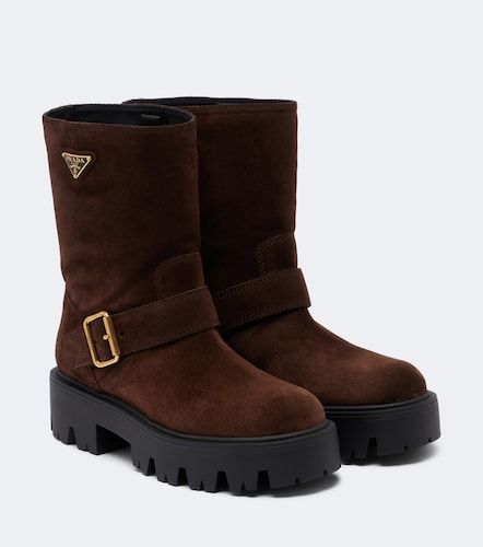 Prada Logo suede biker boots - Prada - Modalova