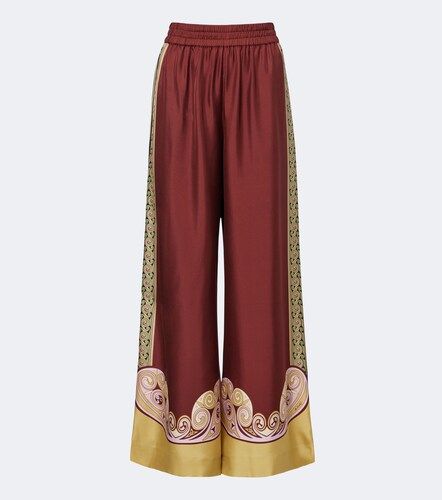 Pantalones palazzo de sarga de seda estampados - La DoubleJ - Modalova