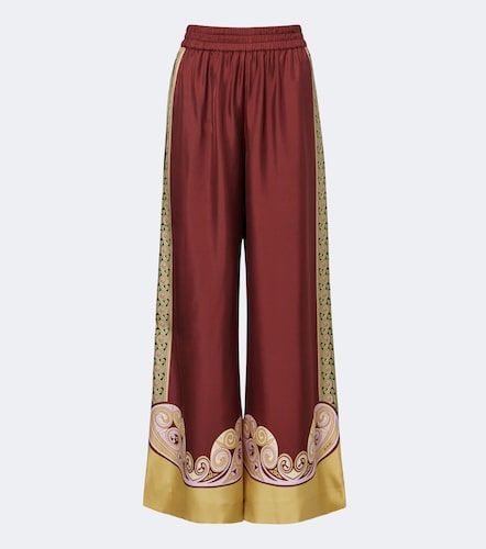 Printed silk twill palazzo pants - La DoubleJ - Modalova