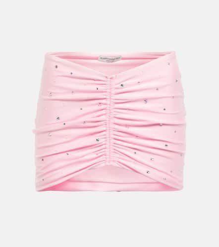 Crystal-embellished ruched miniskirt - Alessandra Rich - Modalova