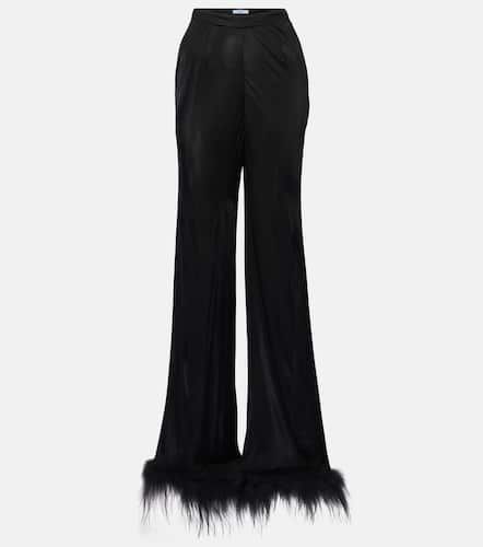 Feather-trimmed wide-leg pants - Prada - Modalova