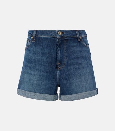 Shorts de tiro medio de denim - 7 For All Mankind - Modalova