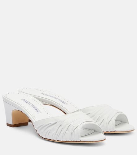 Piruabar 50 ruched leather mules - Manolo Blahnik - Modalova