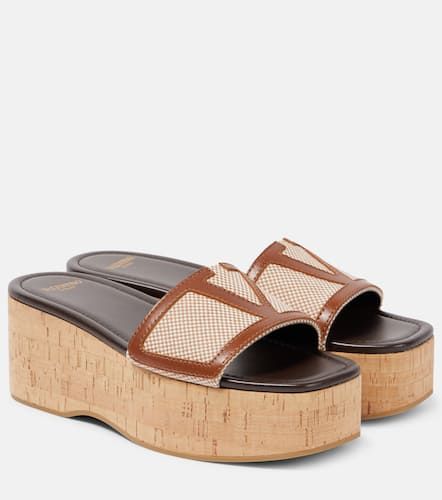 Viva Superstar leather-trimmed canvas slides - Valentino Garavani - Modalova