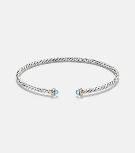 Micro Cable FlexÂ® sterling and 14kt gold cuff bracelet with topaz - David Yurman - Modalova