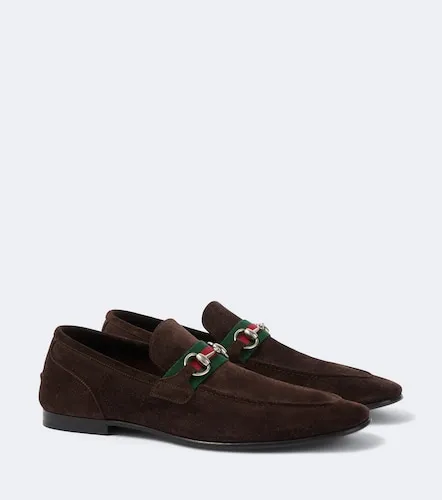 Mocasines Como de ante con Horsebit y Web - Gucci - Modalova