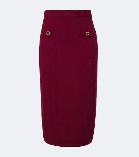 Knitted pointelle virgin wool midi skirt - Alessandra Rich - Modalova