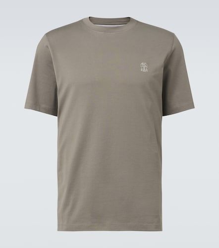 Camiseta de jersey de algodón con logo - Brunello Cucinelli - Modalova