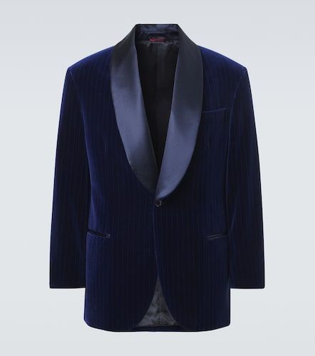 Chaqueta de esmoquin de terciopelo de algodón a rayas - Brunello Cucinelli - Modalova