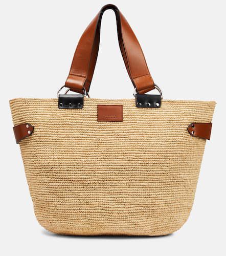 Bahiba leather-trimmed raffia tote bag - Isabel Marant - Modalova