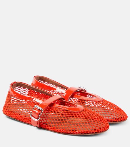 AlaÃ¯a Leather-trimmed fishnet ballet flats - Alaia - Modalova